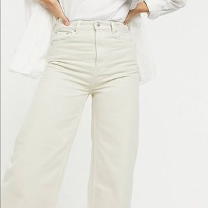 Wide leg & high rise canvas pants